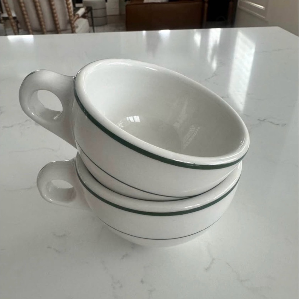 Classic White Ceramic Ralph Lauren INSPIRED with Green Trim